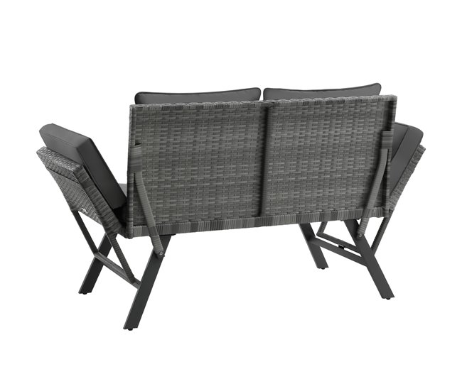 Sofá lounge de ratán Gris
