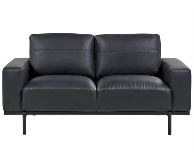Beliani Sofá de 2 plazas Piel sintética SOVIK Negro