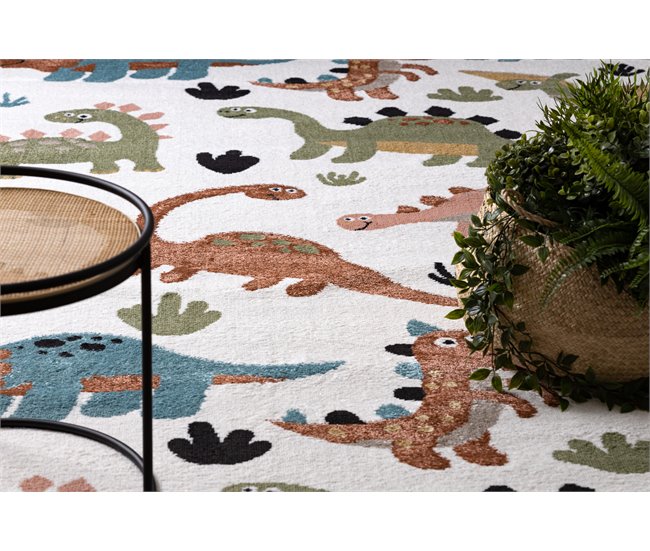Alfombra FUN Dino para niños dinosaurios 180x270 Crema