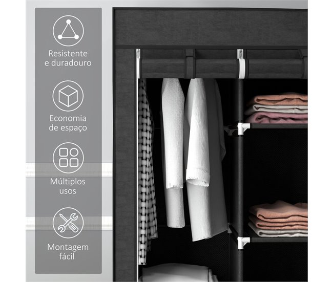 Armario de Tela Tela no Tejido, Acero HOMCOM Negro