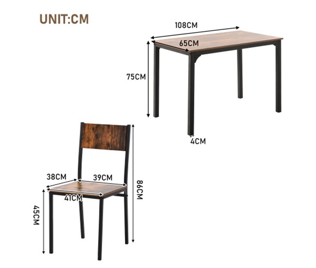 Conjunto de mesas y sillas de comedor Marron