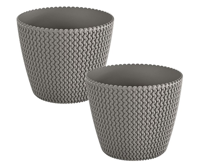 2x Maceta redonda 11,5L Prosperplast Splofy Gris