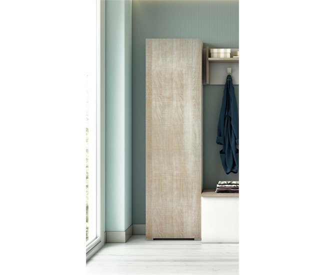 Armario multiusos 1 puerta efecto madera Blanco