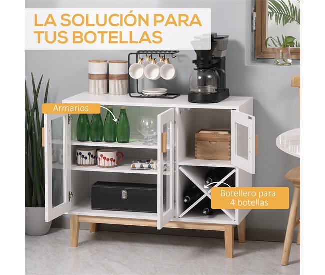 Aparador de Cocina Melamina de Madera, Madera de Pino HOMCOM Multicolor
