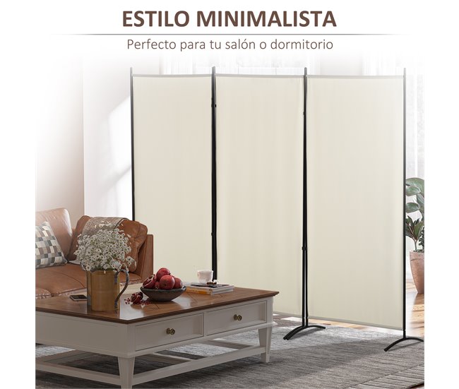Biombo Metal, Poliéster HOMCOM, hogar - decoración Beige