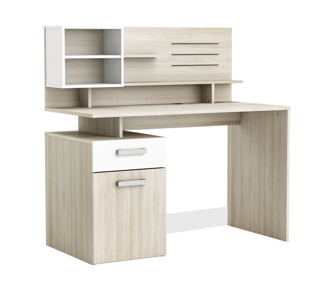 Escritorio MALICIA con cajón y estante color blanco mate Blanco