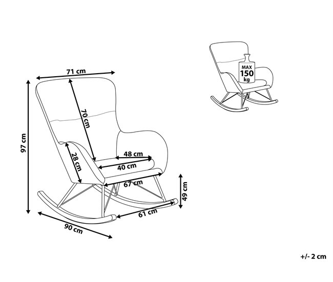 Beliani Sillón mecedora ELLAN Azul/ Verde