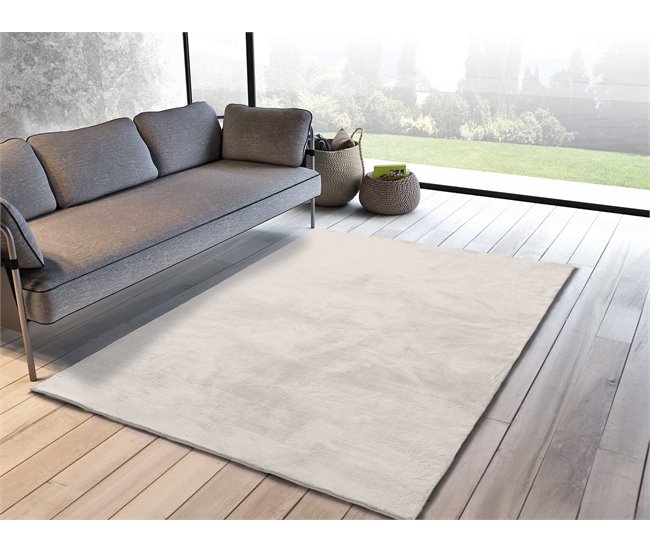 ATTICGO Alfombra lavable lisa tacto suave XIANA 50x80 Blanco
