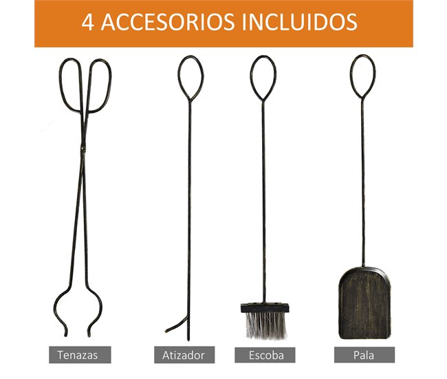 Soporte para Leña Metal Outsunny, hogar - climatización Negro