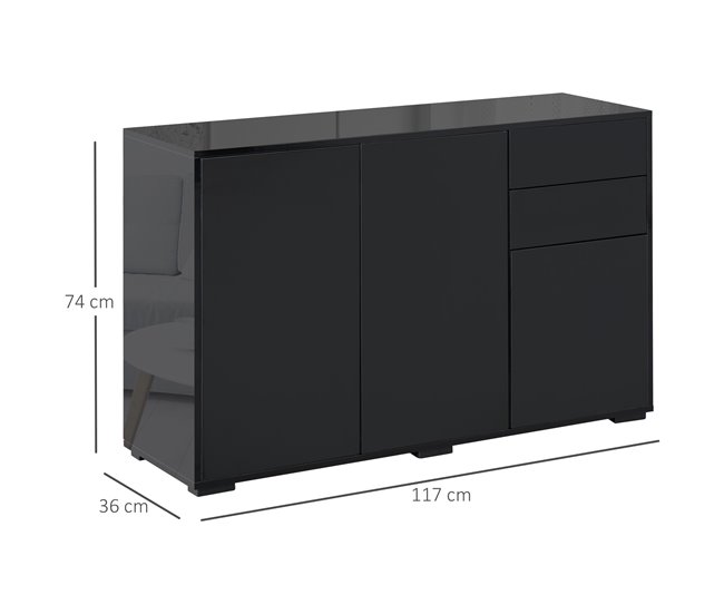 Aparador de Salón Melamina de Madera HOMCOM Negro