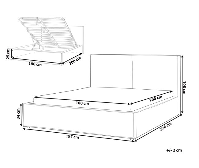 Beliani Cama con almacenaje Poliéster MOISSAC 197x224 Azul Claro