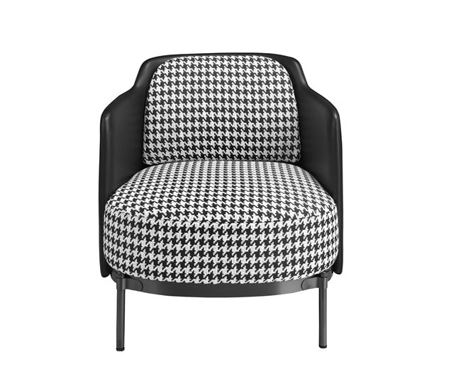 ANGEL CERDA Sillón tela blanca y negra y polipiel negro Negro