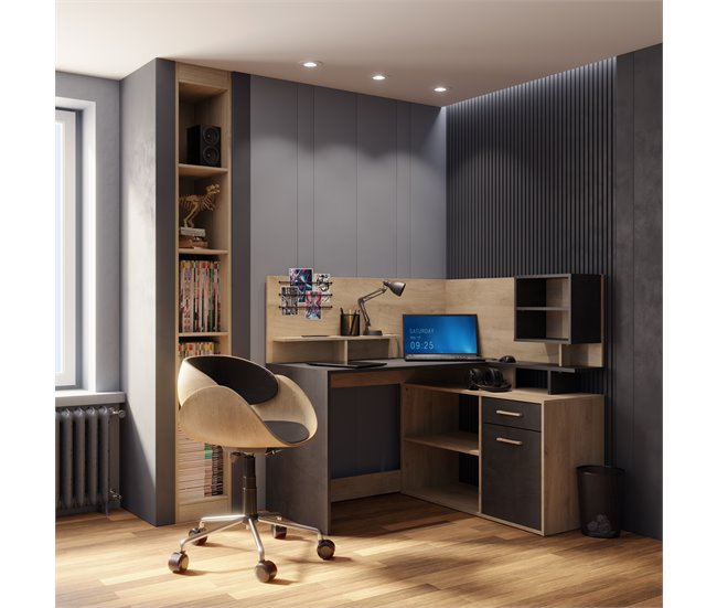 Escritorio esquinero MALICIA Negro/ Madera
