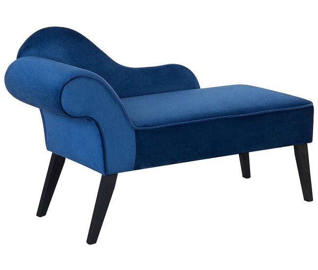 Beliani Chaise longue izquierdo Terciopelo BIARRITZ Azul Marino