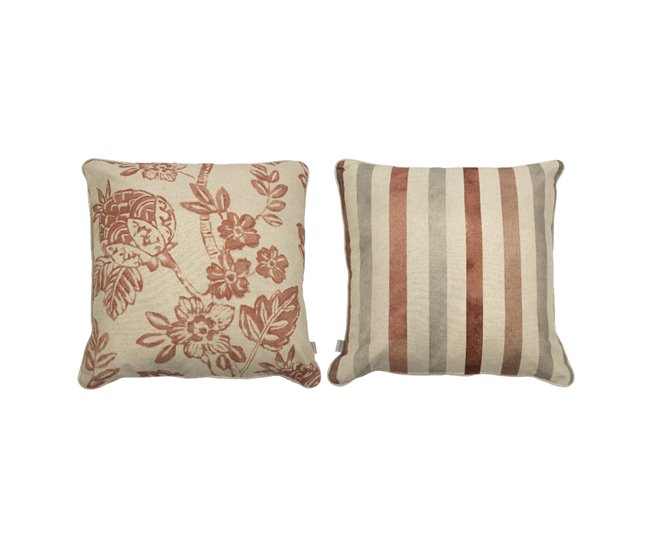 2 Fundas de cojín decorativo 85% algodón 15% lino BARCELONA Rosa