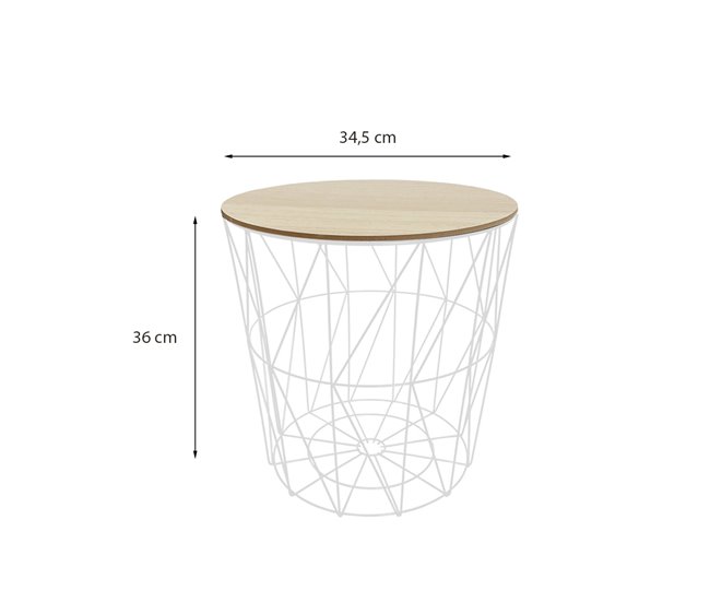 Acomoda Textil – Mesa Pongotodo con Tapa de Madera. 34x34 Blanco