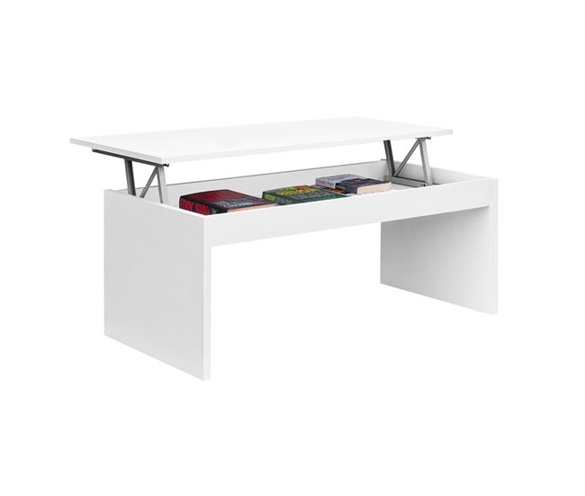 Mesa de centro blanca elevable LUCY Blanco Brillo