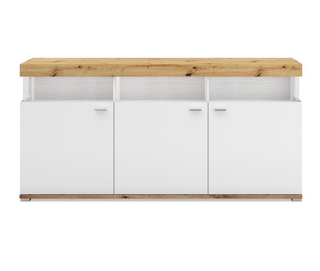 Aparador 3 puertas blanco y roble CORSO Blanco/ Madera