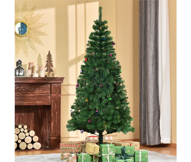 Árbol de Navidad PVC, Metal HOMCOM, hogar - decoración hogareña Verde