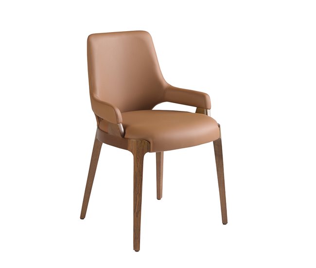 ANGEL CERDA Silla polipiel marrón Nogal