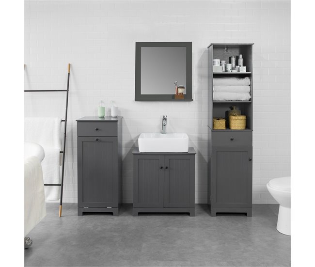 Cesto para Ropa Sucia para Baño BZR21-DG SoBuy Gris Oscuro