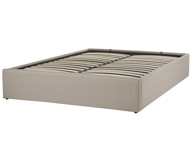 Beliani Cama con somier Poliéster DINAN 147x214 Beige