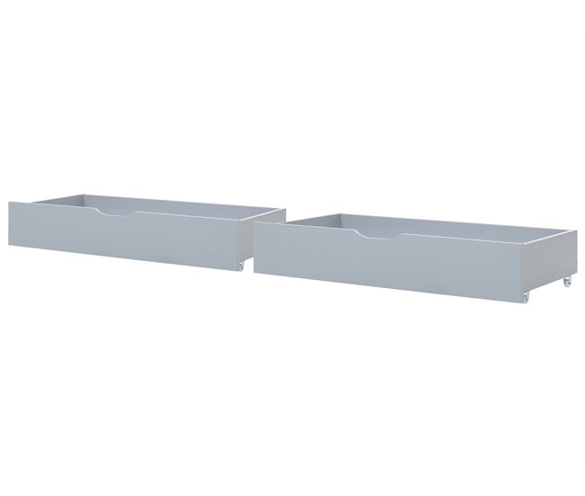 Beliani Conjunto de 2 cajones de cama Madera de pino CRONAT Gris