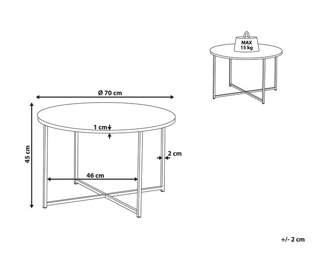 Beliani Mesa de centro QUINCY 70x70 Plateado