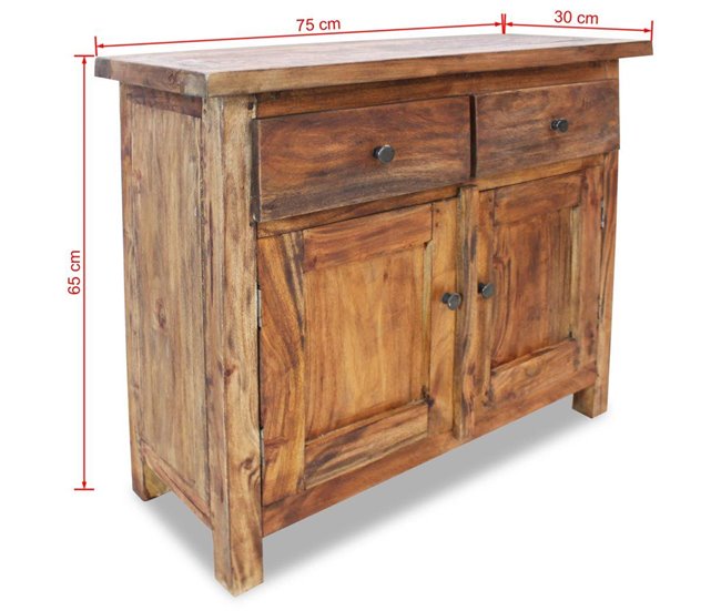 Aparador de madera maciza reciclada estilo rústico 4402019 Marron