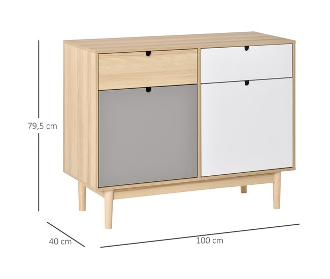 Aparador Auxiliar MDF HOMCOM, hogar - muebles de comedor 100 Multicolor