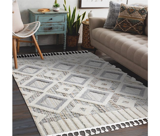 Alfombra SEVILLA Y523C diamantes Franjas Bereber marroquí 120x170 Gris