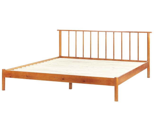 Beliani Cama con somier Madera de pino BARRET 196x209 Marron