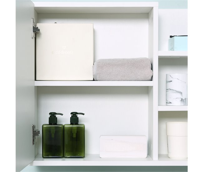 Armario de Baño con Espejo Melamina de Madera y Vidrio kleankin 60 Blanco