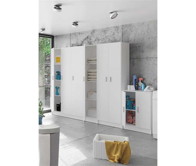 Armario multiusos 1 puerta efecto madera 37 Blanco