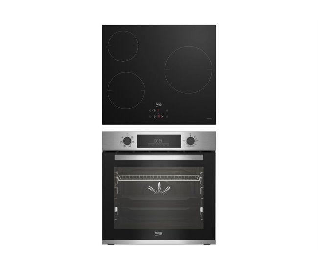 Conjunto de placa de Inducción + horno multifunción BEKO Negro/ Inox