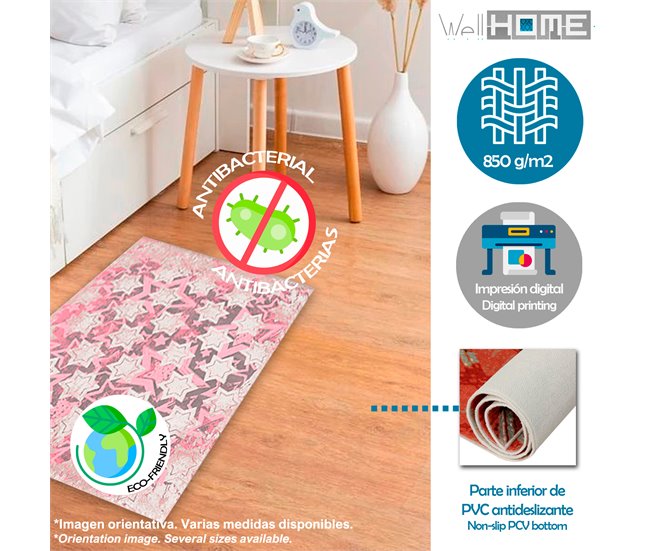 Alfombra De 120 X 180Cm 180x120 Rosa