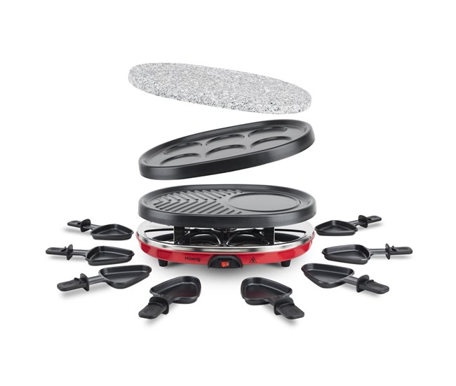 Raclette grill 8 Personas 4 En 1 Rp412 H.koenig Negro/ Rojo