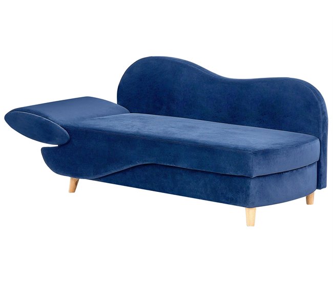 Beliani Chaise longue Terciopelo MERI Azul Marino