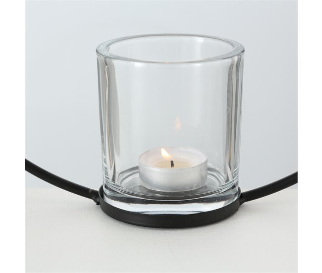 Porta velas meta negro RUMBA 30cm Negro
