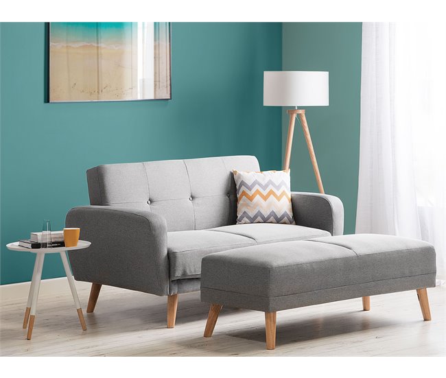 Beliani Sofá de 2 plazas Poliéster FLORLI Gris Claro