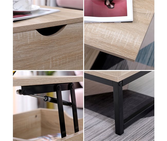 Mesa de centro con tablero elevable Marron Claro