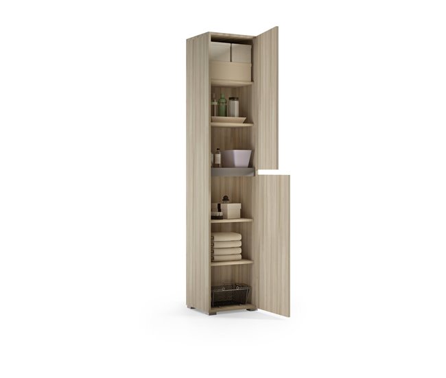 Armario multiusos 2 puertas efecto madera 45 Blanco