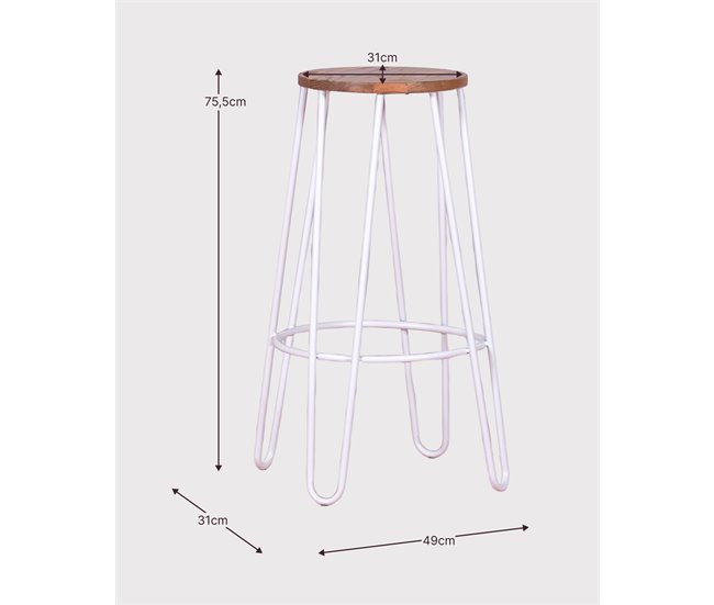 Taburete industrial en madera de fresno  - Lisbon Blanco