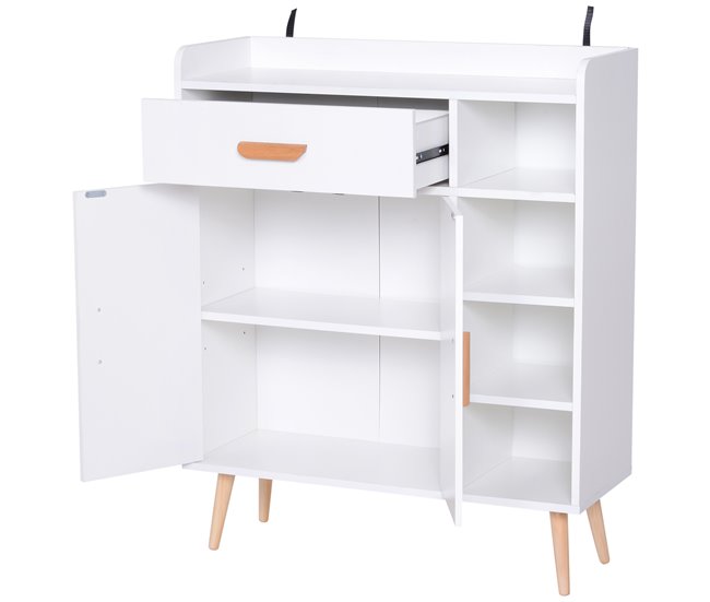 Aparador Tablero de partículas HOMCOM, hogar - muebles de comedor 80 Blanco