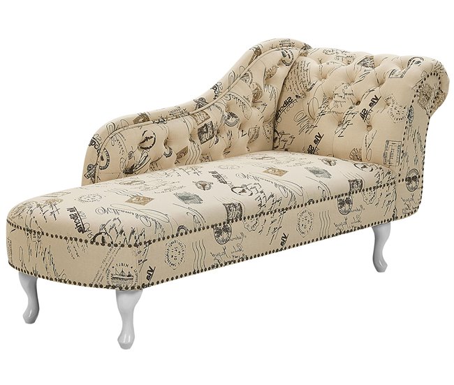 Beliani Chaise longue derecho Poliéster NIMES Beige