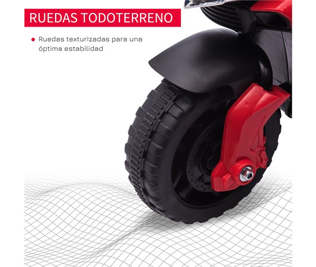 Moto Eléctrica Infantil PP, Metal HOMCOM Rojo
