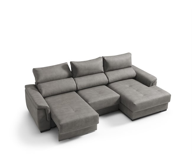 Chaise longue con arcón 4 plazas NAHIA Gris Claro