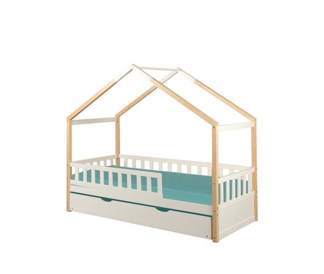 Cama nido WOOD madera maciza 90x190cm blanco natural Blanco/ Madera
