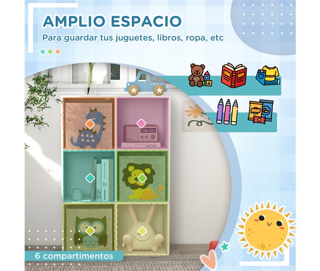 Estantería Juguetes Infantil MDF, Melamina, Tela no Tejida Blanco/ Gris