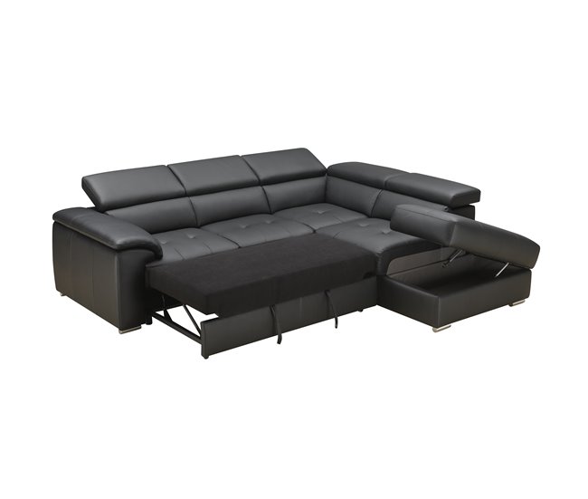 Rinconera con cama piel MAYA Negro